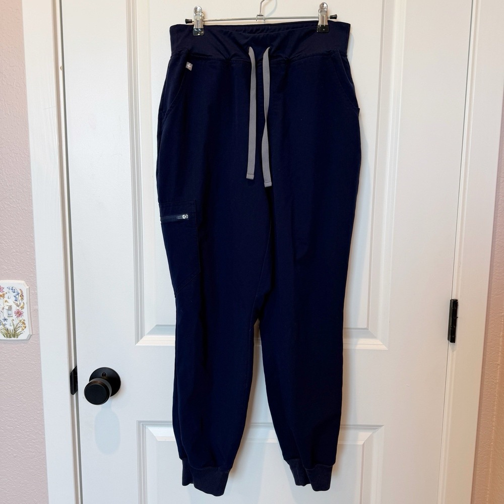 Figs Womens Zamora Jogger Scrub Pants Medium Petite Navy Workwear Nursing